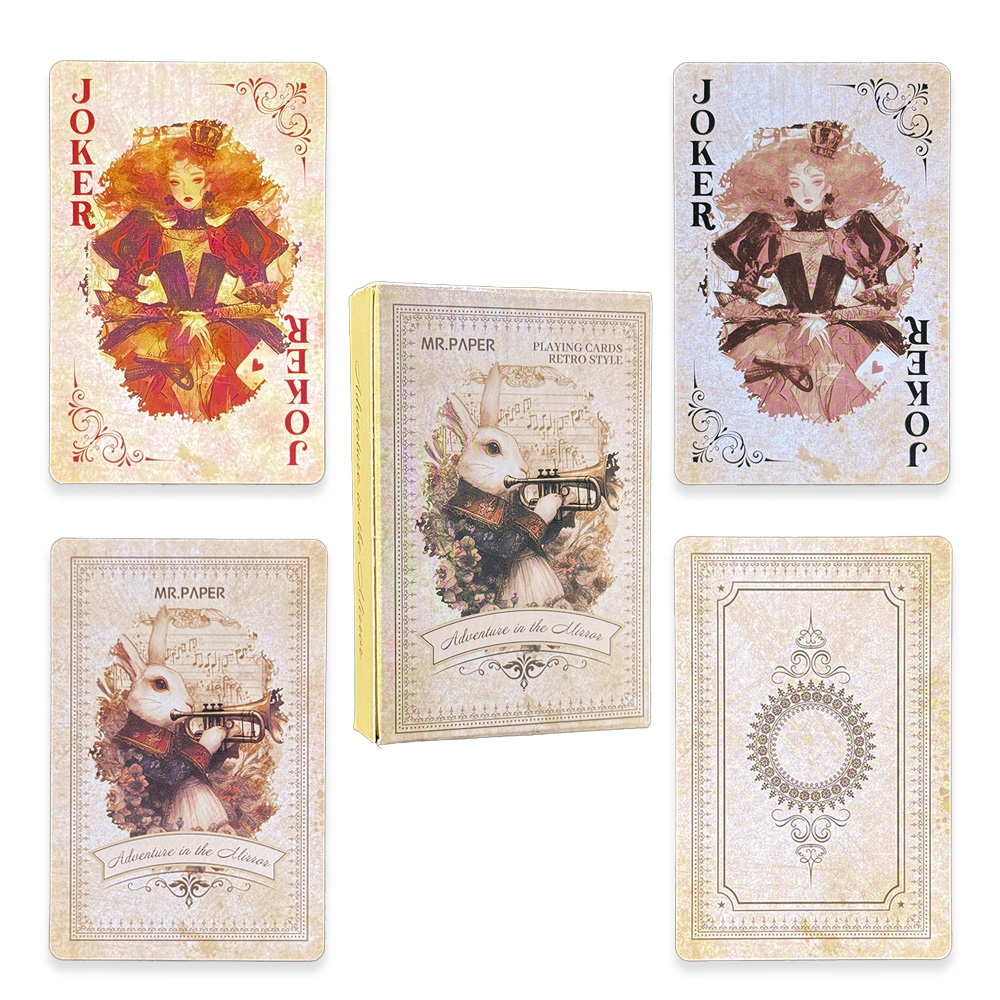 Vintage Collectible Playing Cards - 55枚入り 不思議の国のアリス トランプ 高級レトロスタイル ボードゲームカード ヴィンテージアニメ