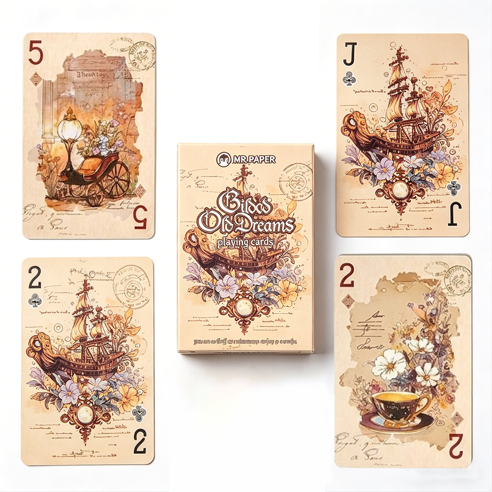Vintage Collectible Playing Cards - 55枚入り ヴィンテージ風プレイングカード (57*88mm) マジックフラワーポーカーデッキ レトロコレクタブルボードゲームカード ギフト/パーティー用