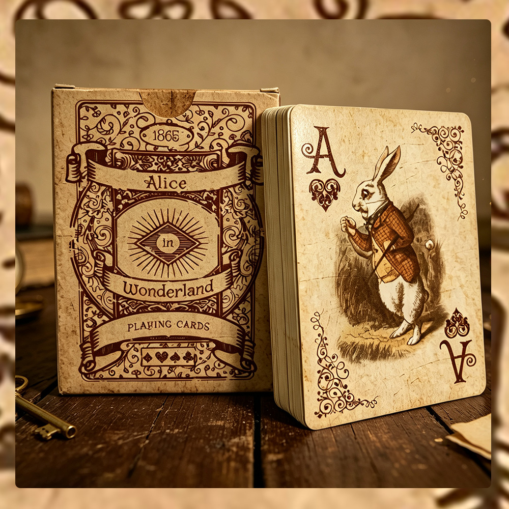 Vintage Collectible Playing Cards - 1セット/2セット アリスヴィンテージペーパーポーカー。ワンダーランドシリーズのカード、クラシックスタイル、パーティー用カードコレクションデスク。