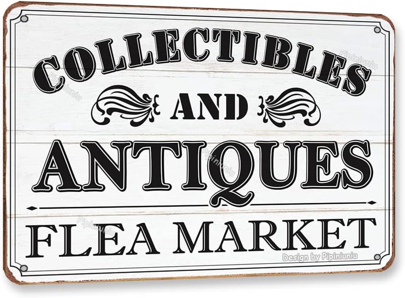 Vintage Collectible Market - 収集品やアンティークのフリーマーケット、ブリキ製のヴィンテージ風装飾工芸品、家の部屋、バスルーム、農家、ポーチ用の面白い看板「W」