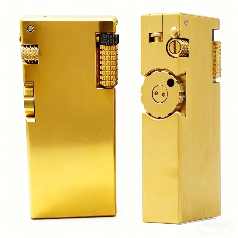 Vintage Collectible Lighters - 手作り真鍮製トレンチ燃料オイルライター ヴィンテージ ダブルオイルタンクライター コレクションギフト アウトドア用 詰め替え可能＆耐久性のあるアンティーク