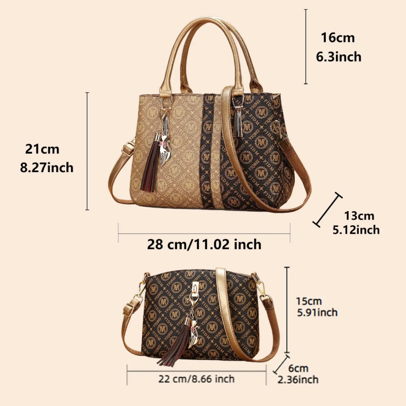女性用ハンドバッグセット、ショルダーバッグ付き、クラシックプ - Vintage Zipper のレビューと価格