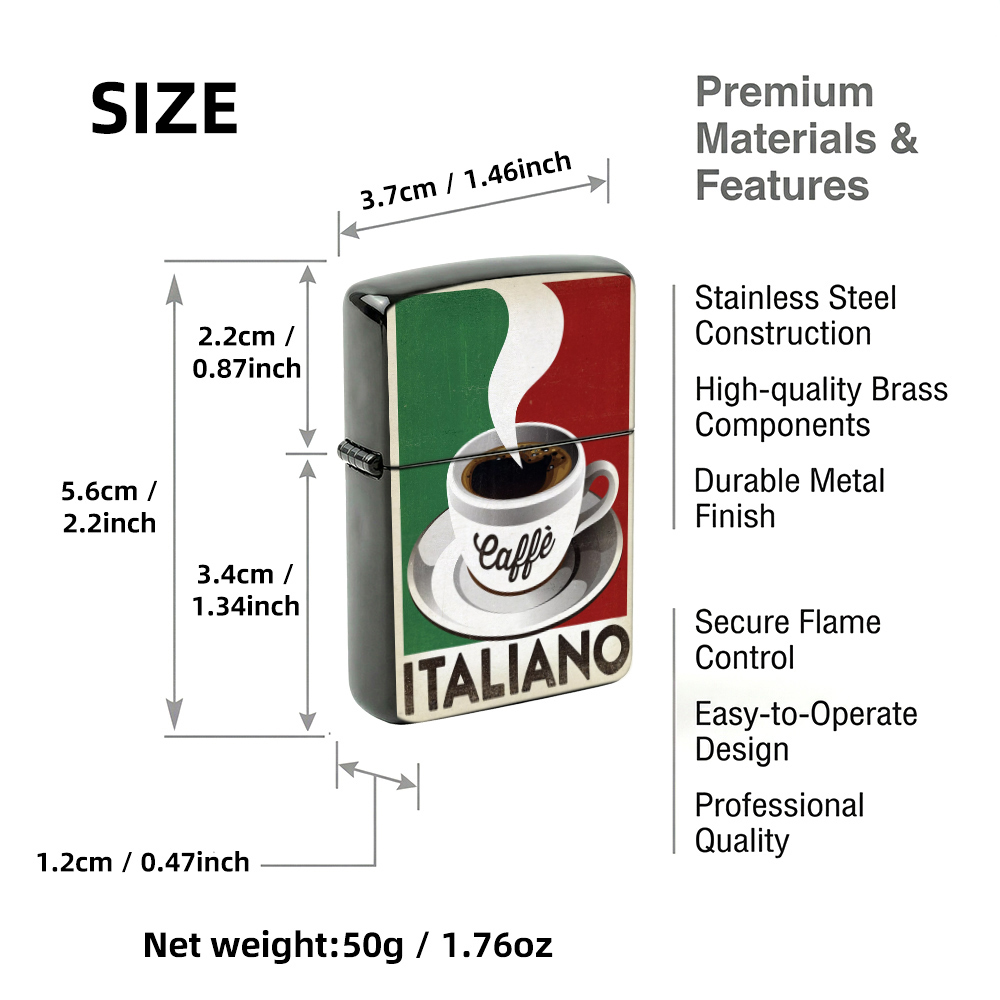 ヴィンテージフリップトップライター、レトロなイタリア国旗コー - Vintage Collectible Lighters のレビューと価格