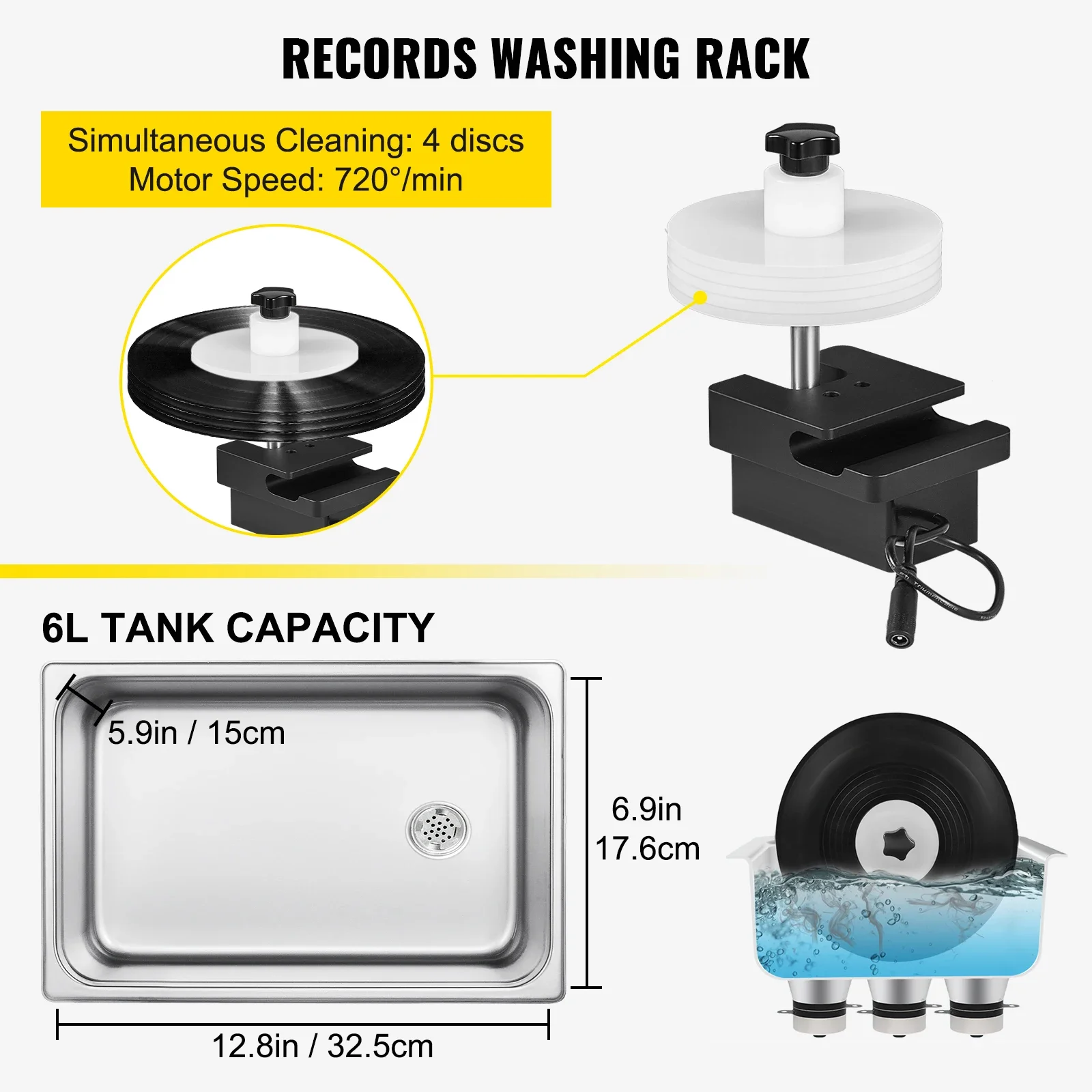 SIHAO 6L 超音波レコードクリーナー ノブ付き ポータ - Vinyl Record Cleaner のレビューと価格