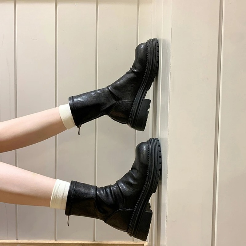 ヴィンテージプリーツ女性アンクルブーツ Casaul 身長増 - Vintage Zipper のレビューと価格