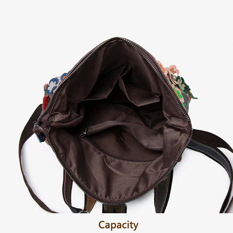 ヴィンテージ女性本革バックパックフラワーリアル牛革ショルダー - Vintage Zipper のレビューと価格