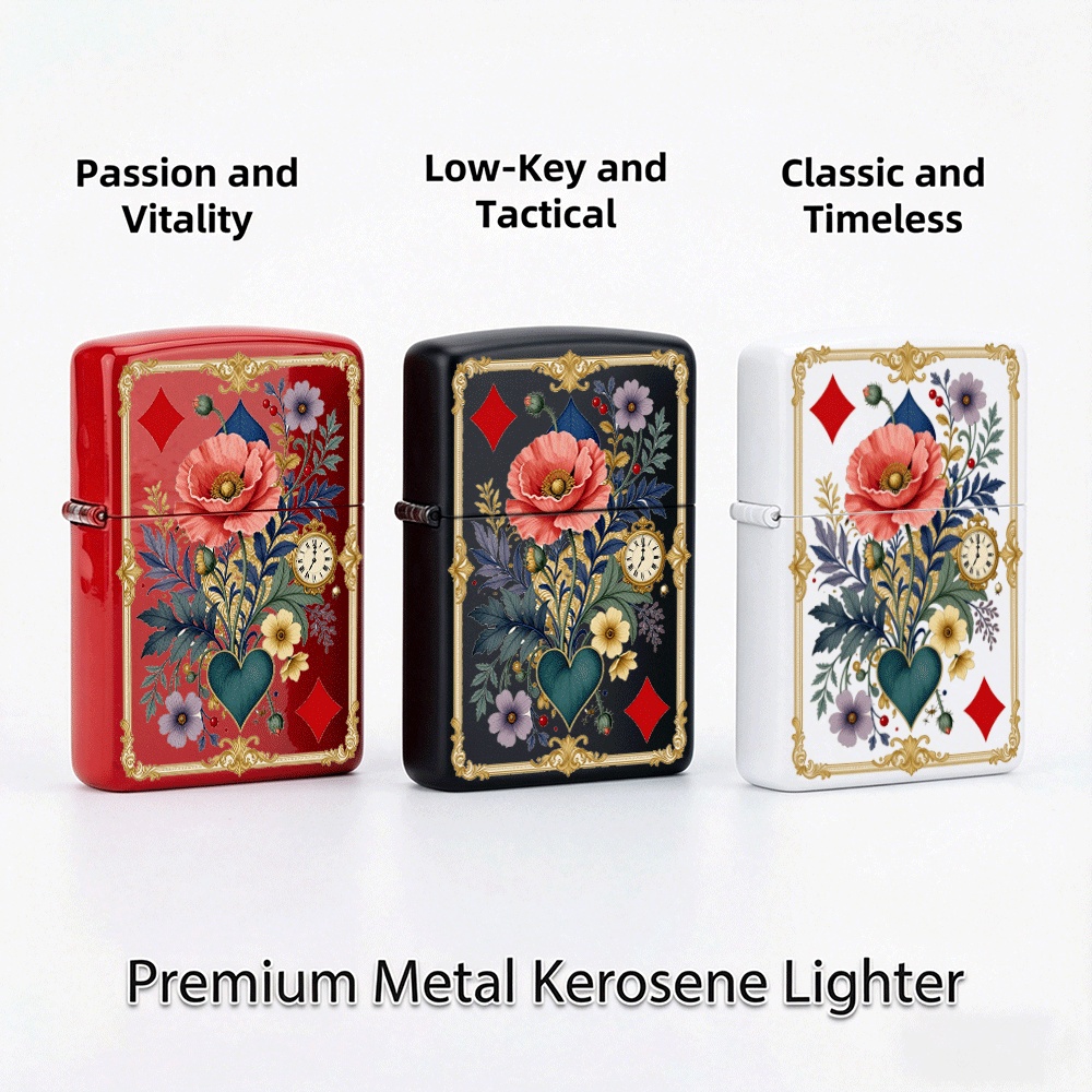 ヴィンテージ調の装飾が施されたフリップトップライター、トラン - Vintage Collectible Playing Cards のレビューと価格