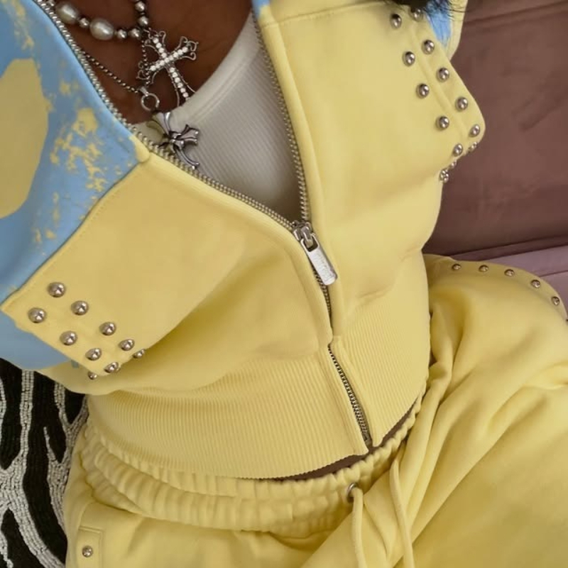2ピース フーディーコーディネイトセット イエロー メロウ  - Vintage Zipper のレビューと価格