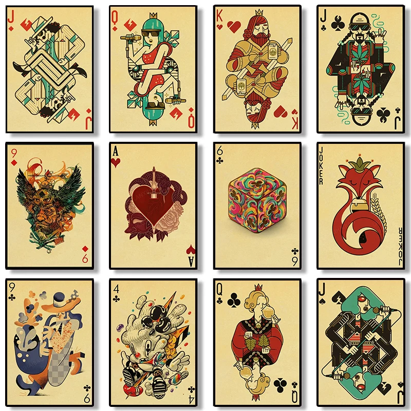 北欧コレクショントランプカード引用ポスター壁アート装飾用ゲー - Vintage Collectible Playing Cards のレビューと価格