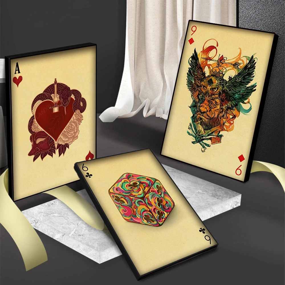 北欧コレクショントランプカード引用ポスター壁アート装飾用ゲー - Vintage Collectible Playing Cards のレビューと価格