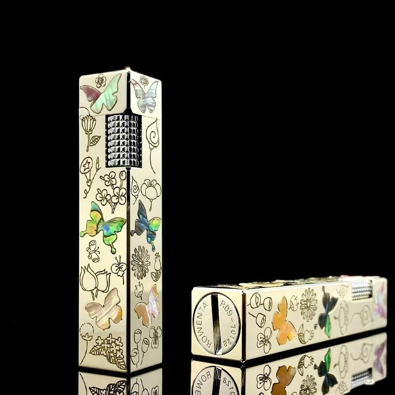 珍しい真鍮製四面カラフル貝殻象嵌ケロシンライター彫刻蝶ヴィン - Vintage Collectible Lighters のレビューと価格