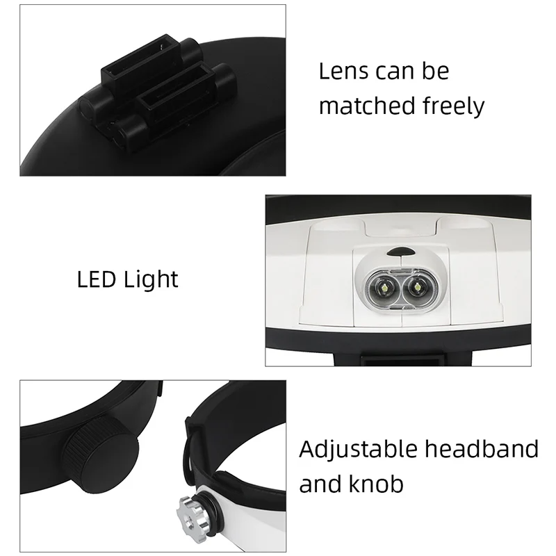 ヘッドバンド拡大鏡 はんだ付け用メガネ 取り外し可能なLED - Darkroom Enlarger Lens のレビューと価格