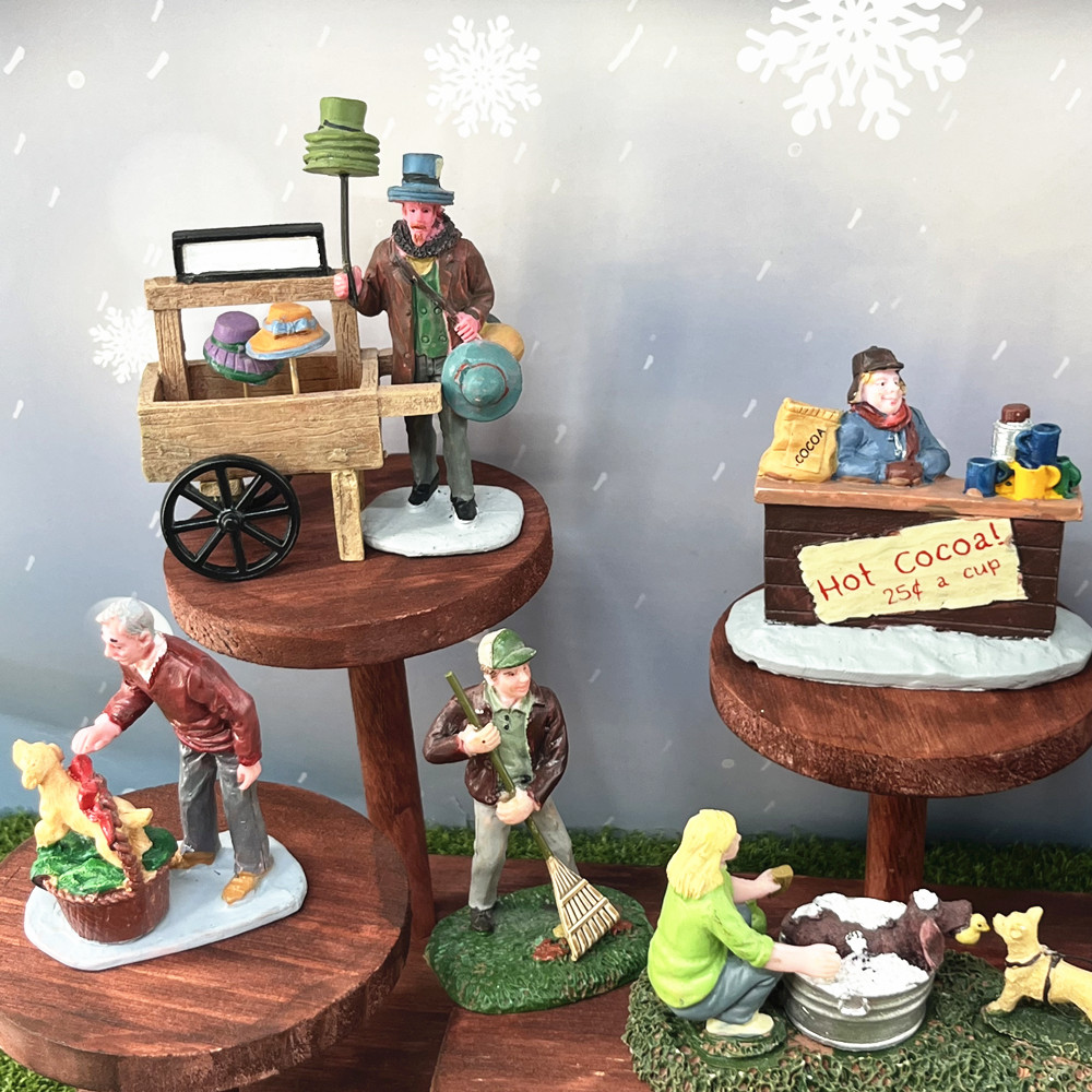 ヴィンテージクリスマスビレッジフィギュアセット、樹脂製冬の市 - Vintage Collectible Market のレビューと価格