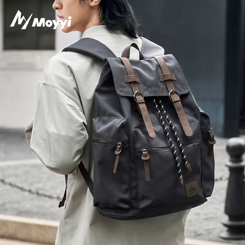 MOYYI 27L 大型フラップバックパック男性用巾着マルチ - Vintage Zipper のレビューと価格