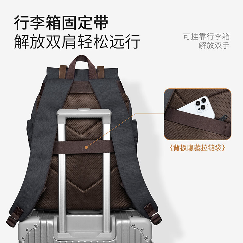 MOYYI 27L 大型フラップバックパック男性用巾着マルチ - Vintage Zipper のレビューと価格