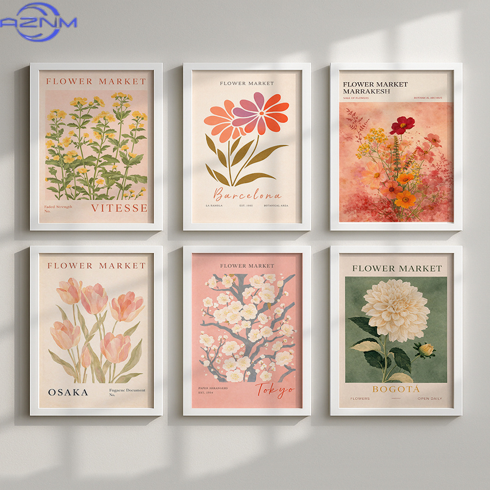 花屋のヴィンテージ風の花柄アートを描いたキャンバスプリント6 - Vintage Collectible Market のレビューと価格