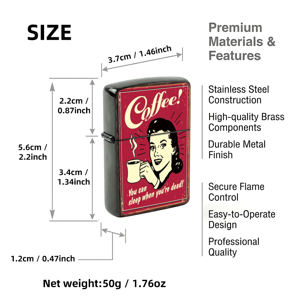 ヴィンテージフリップトップライター、レトロなコーヒーレディ柄 - Vintage Collectible Lighters のレビューと価格